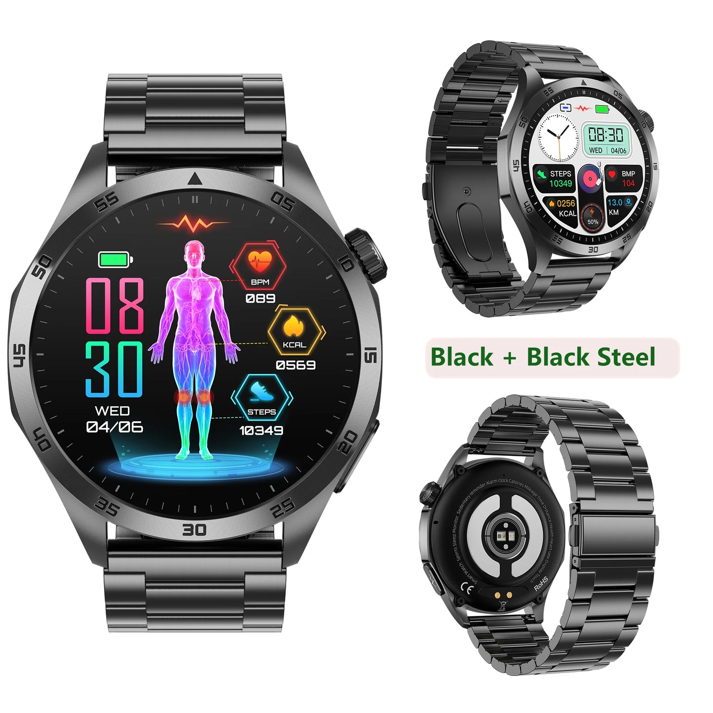 ECG+PPG Health Smart Watch Men Blood Oxygen Uric Acid Blood Pressure monitoring HD Bluetooth Call AI Watch For iOS Android