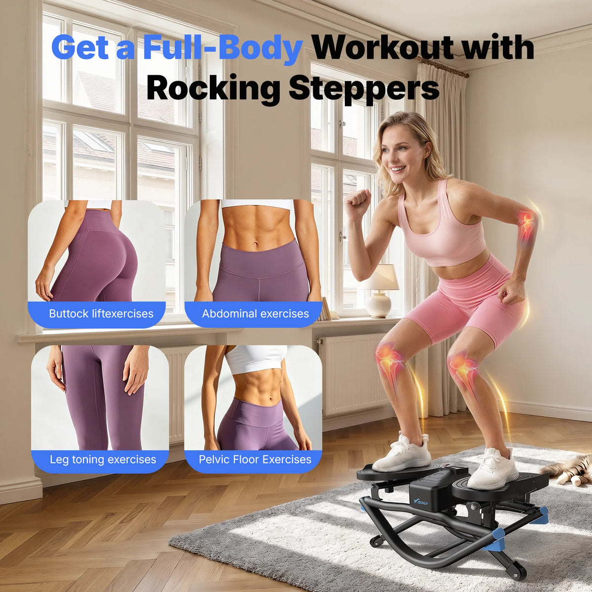 MERACH Rocking stepper 300 lbs Weight Capacity Ab Twist Board Workout Exercise Equipment for Slim Waist and Core Ab Exercise Silent Noiseless Rock Stepper Machine for Home Apartment Dorm Office Gym