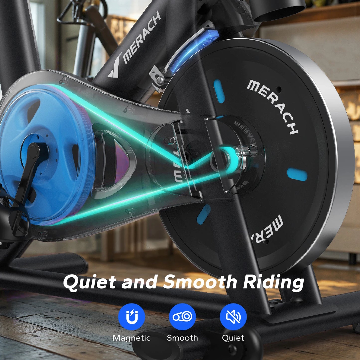 MERACH Exercise Bike Brake Pad/Magnetic Stationary Bike with Exclusive App Low Noise Indoor Cycling Bike with Fitness Courses