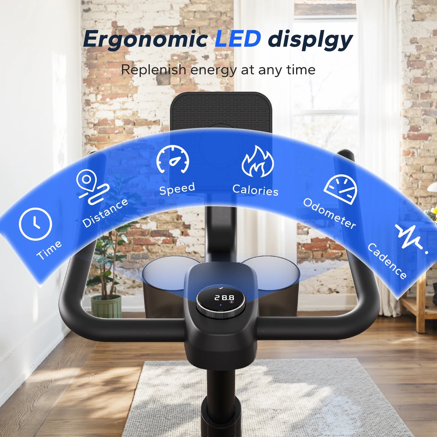 MERACH Exercise Bike Brake Pad/Magnetic Stationary Bike with Exclusive App Low Noise Indoor Cycling Bike with Fitness Courses