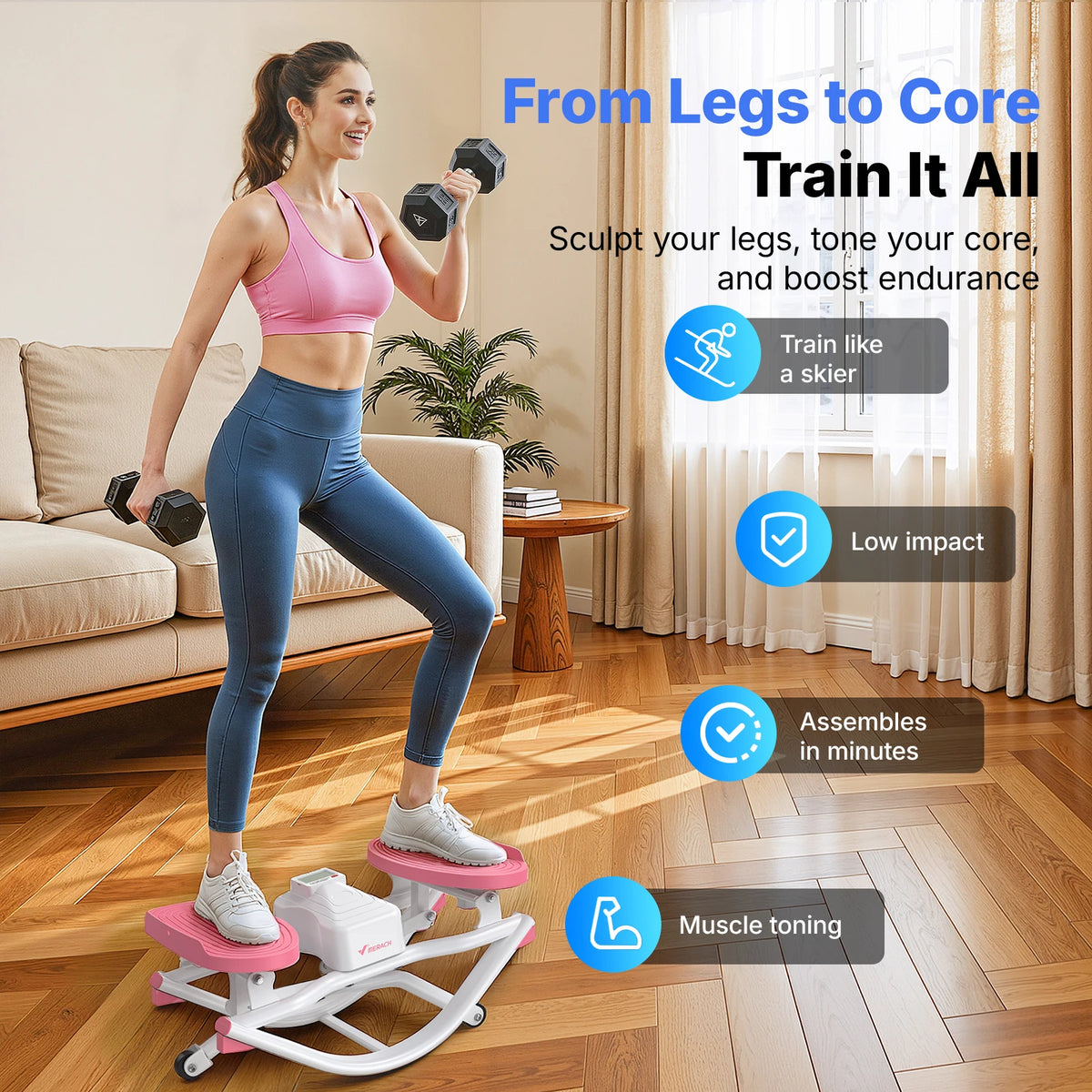 MERACH Rocking stepper 300 lbs Weight Capacity Ab Twist Board Workout Exercise Equipment for Slim Waist and Core Ab Exercise Silent Noiseless Rock Stepper Machine for Home Apartment Dorm Office Gym