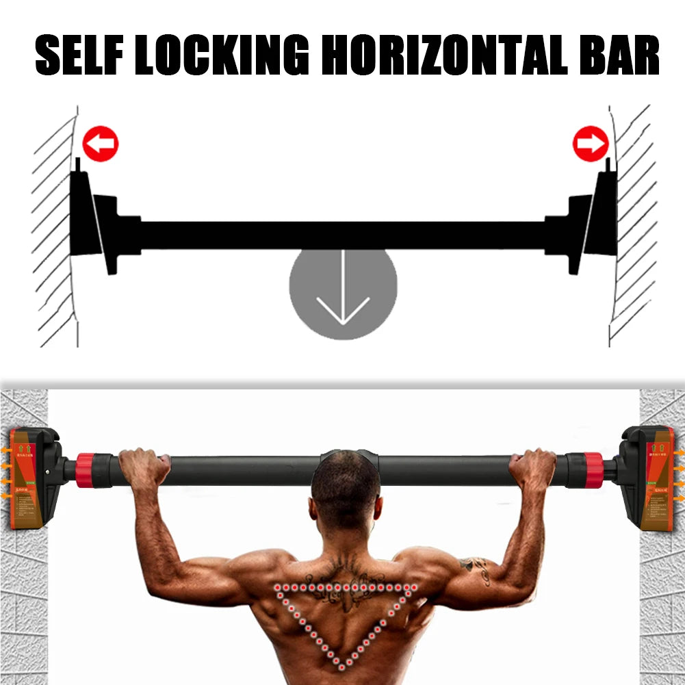 Adjustable Strength Training Pull-up Bars with Level Gauge 69-92cm Adjustable Width 200kg Max Load Capacity Chin Up Bar For Doorway