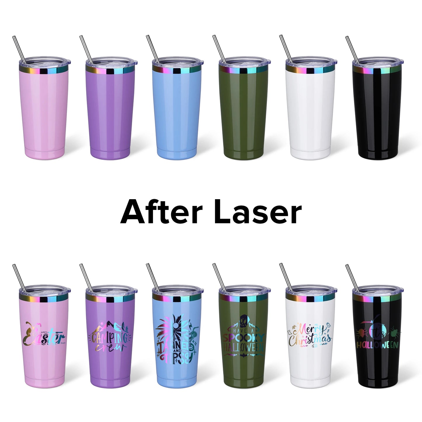 12 Pack 20 oz Stainless Steel Tumblers Bulk, Insulated Travel Cup with Lid, Fit Laser Engraving, Car Cupholder (Assorted Colors)