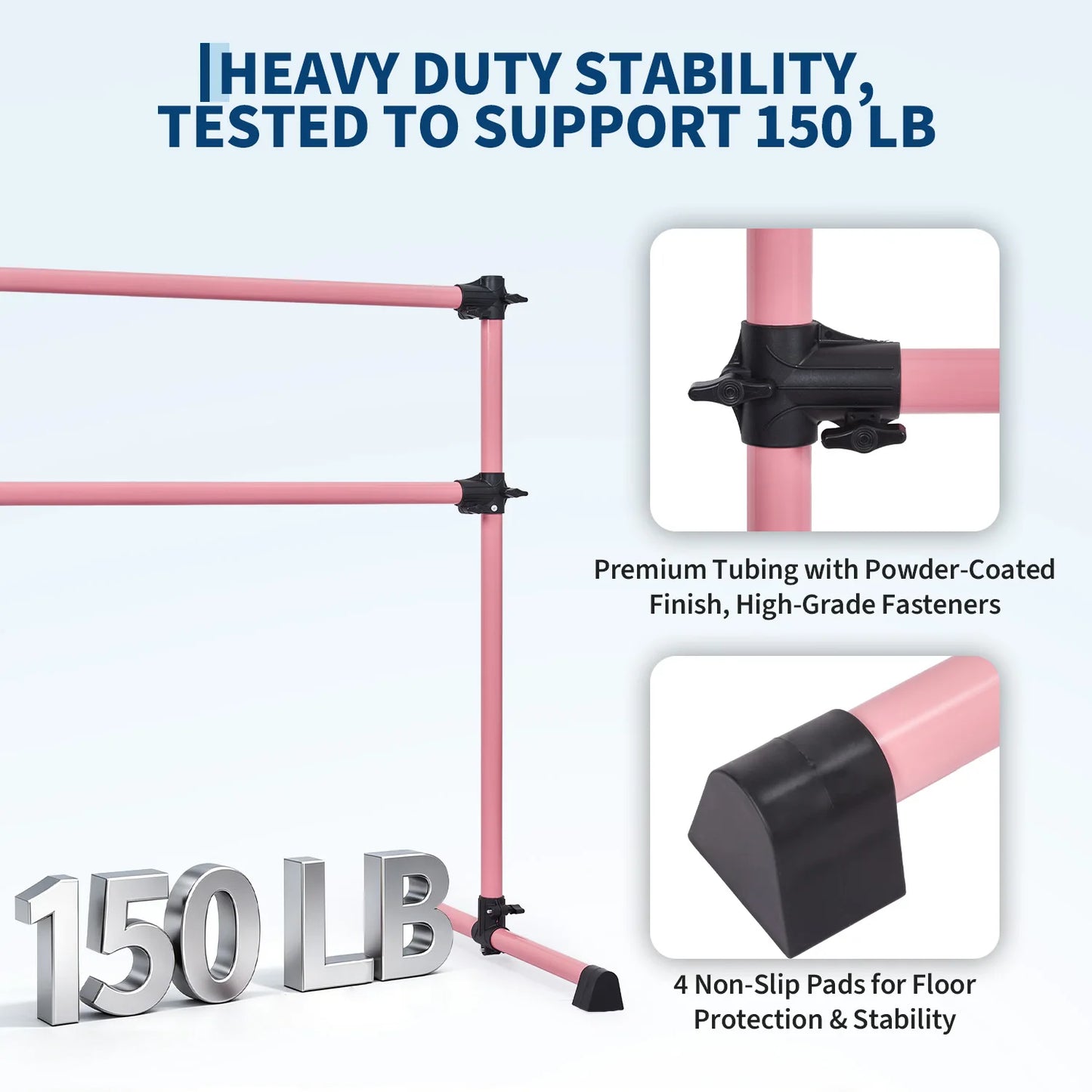 Ballet Barre 4FT Freestanding Dance Barre for Beginners,Home Practice, Pilates & Stretching | Heavy Duty Supports 350 Lbs, Adjustable Height,48 Inch Portable Ballet Bar for Kids & Adults,