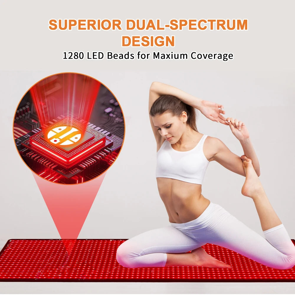 Large Full Body Red Light Mat 71"x 31" Red Light Blanket 5 Brightness Level Red Near Infrared 660nm 850nm Pad for Improved Sleep