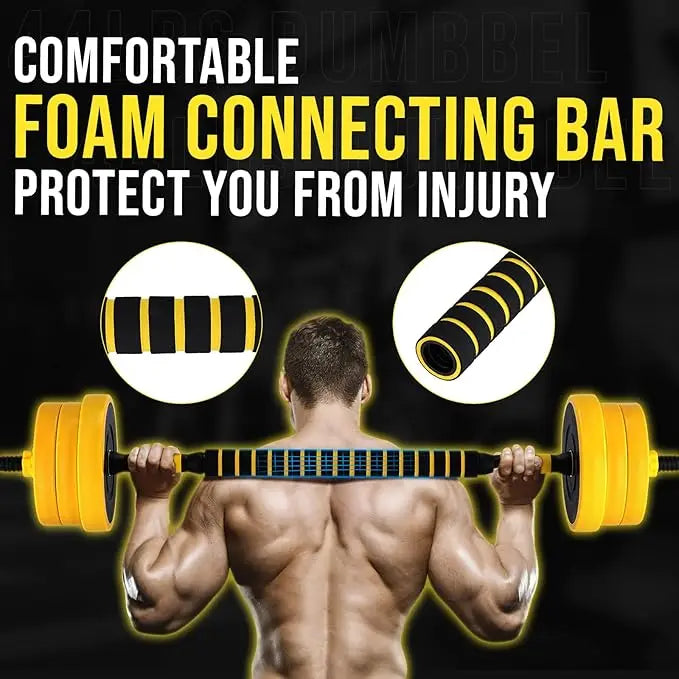 Adjustable Weights Set for Home Gym, 33 Lb 2-In-1 Adjustable Dumbbell Set with Foam Handles, Yellow