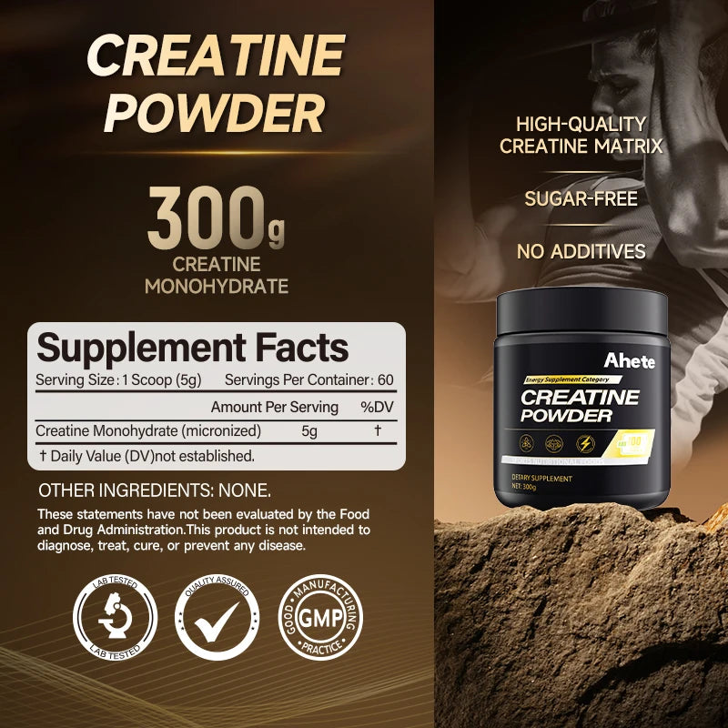 Ahete Fast-Absorbing Creatine Powder, Superior Mixability & Uptake, Supports ATP Energy, Sugar & Additive-Free