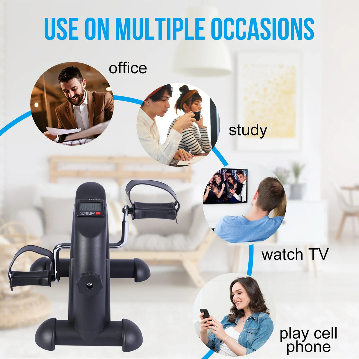 Mini Bicycle Pedal Stepper Exercise Bike Digital Under Desk Bike LCD Screen Display Pedal Exerciser Fitness Equipmen for Leg Arm