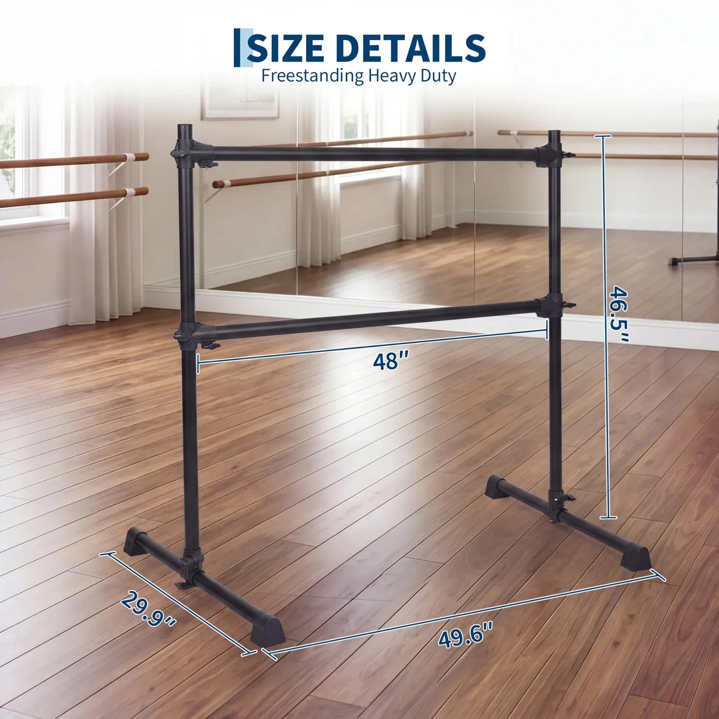Ballet Barre 4FT Freestanding Dance Barre for Beginners,Home Practice, Pilates & Stretching | Heavy Duty Supports 350 Lbs, Adjustable Height,48 Inch Portable Ballet Bar for Kids & Adults,