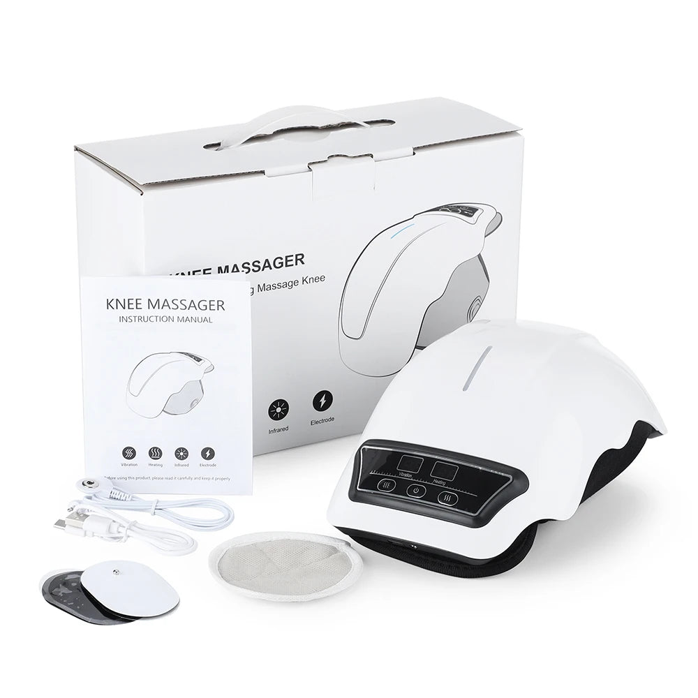 Heated Knee Massager With 4 Heat & Vibration Cordless Adjustable Wrap for Leg, Elbow & Shoulder Soothing Warmth Relaxes Muscles