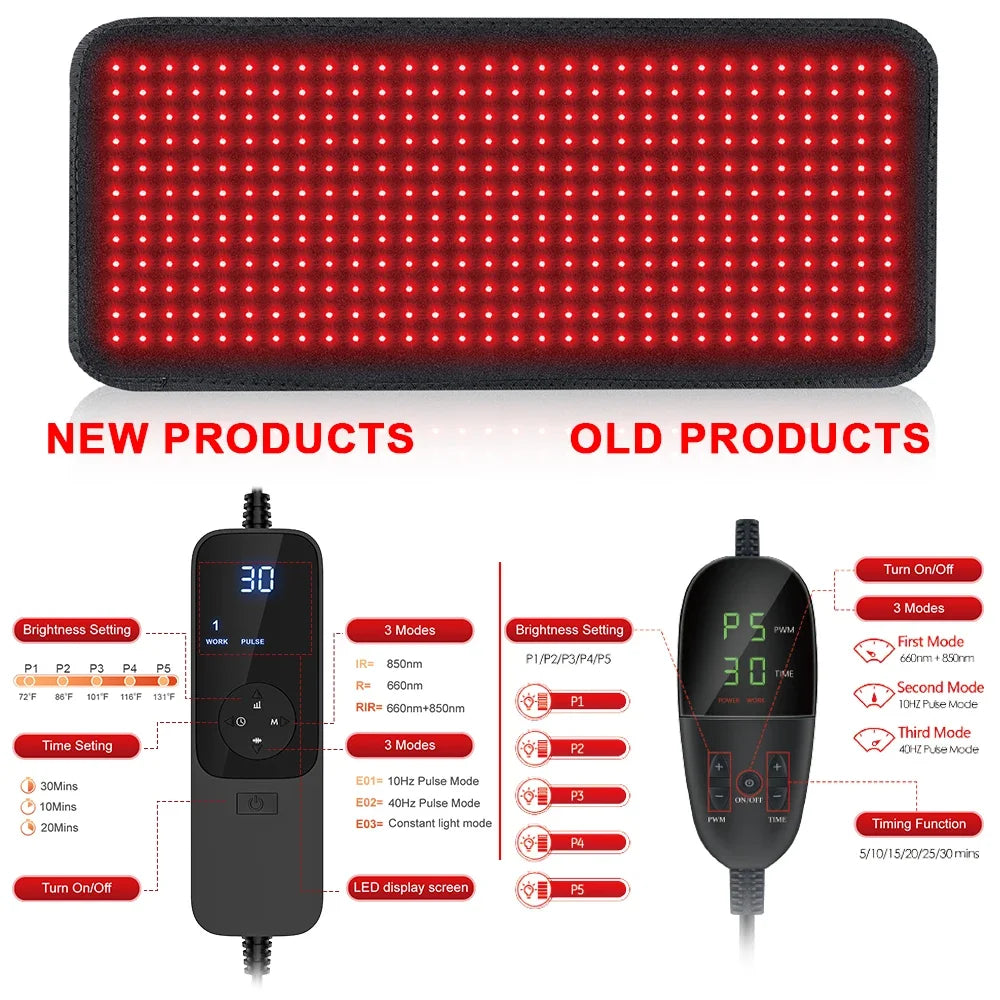 Updated Red Light Therapy Heating Pad for Body Device Cushion Mat Waist Back Shoulder Muscle Pain Relief Relax Infrared Light