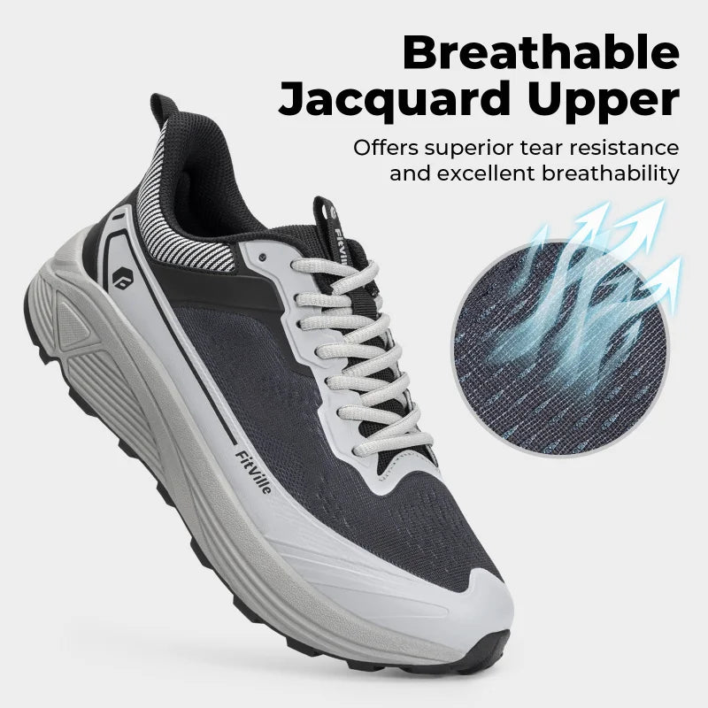 FitVille Wide Walking Shoes For Men Anti-Slip Lightweight Trail Running Shoe Cushioned Athletic Men'S Sneakers With Arch Support