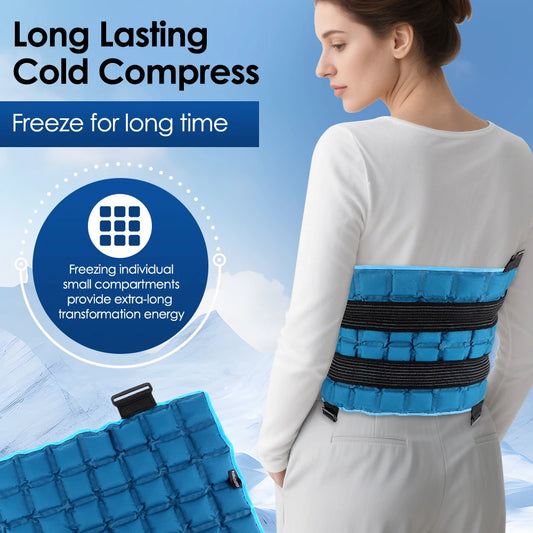 Reusable Hot Cold Wrap for Back Shoulder Knee Leg - Self-Absorbing Ice Pack Microwave Heating Pad with 2 Straps