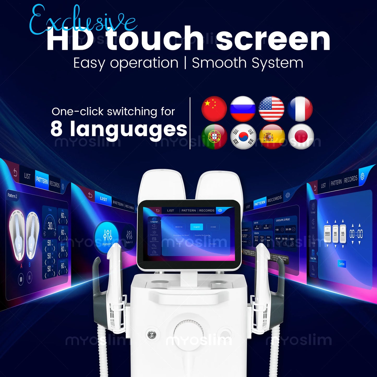 EMS Muscle Stimulator Body Sculpting Machine 8500W 4 Handles Commercial Body Contouring Fitness Salon Equipment Abdomen Buttock
