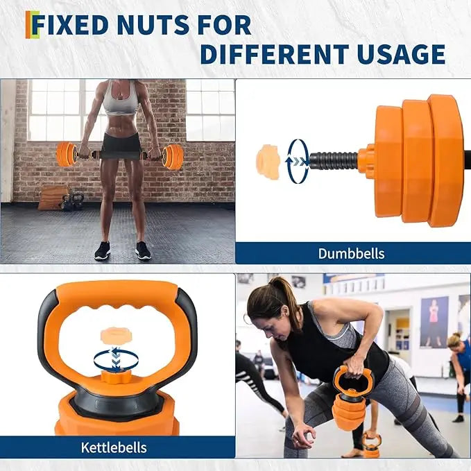44LBS 4 in 1 Adjustable Dumbbell Set Convertible to Barbell, Kettlebell and Push Up Stand, Home Fitness Equipment for Men & Women, Space Saving Weights