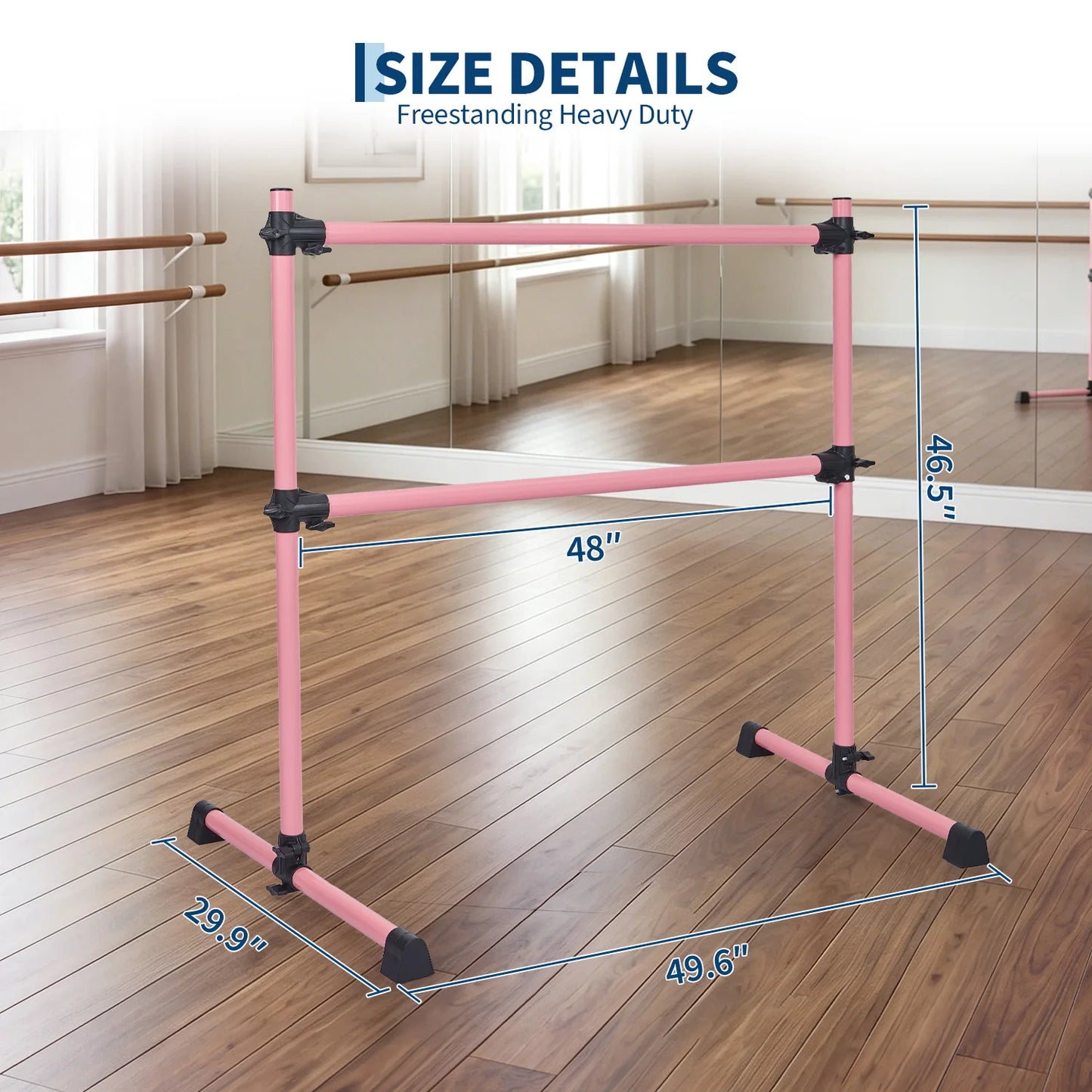 Ballet Barre 4FT Freestanding Dance Barre for Beginners,Home Practice, Pilates & Stretching | Heavy Duty Supports 350 Lbs, Adjustable Height,48 Inch Portable Ballet Bar for Kids & Adults,