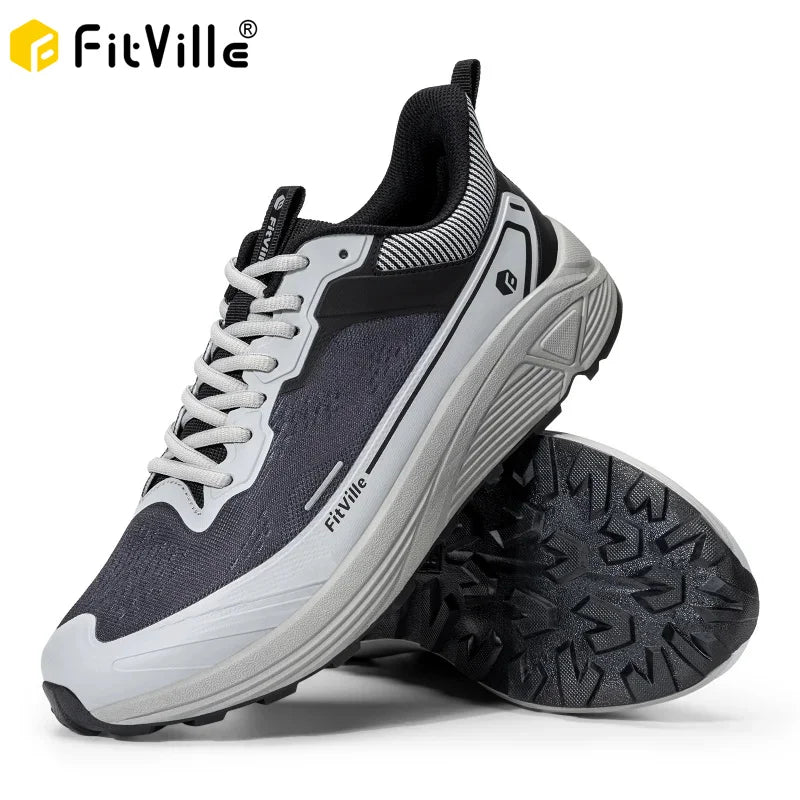 FitVille Wide Walking Shoes For Men Anti-Slip Lightweight Trail Running Shoe Cushioned Athletic Men'S Sneakers With Arch Support