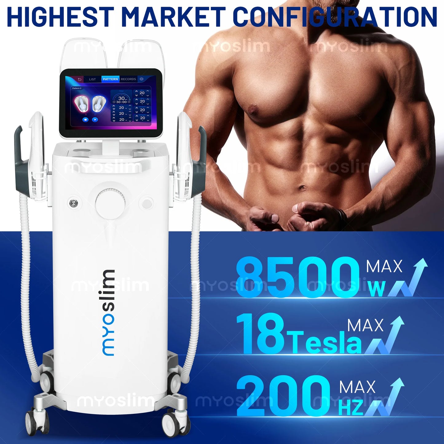 EMS Muscle Stimulator Body Sculpting Machine 8500W 4 Handles Commercial Body Contouring Fitness Salon Equipment Abdomen Buttock