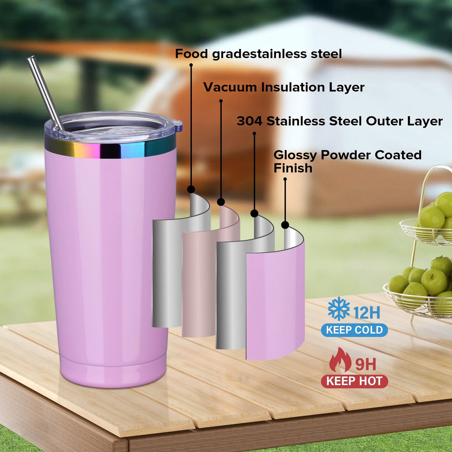 12 Pack 20 oz Stainless Steel Tumblers Bulk, Insulated Travel Cup with Lid, Fit Laser Engraving, Car Cupholder (Assorted Colors)