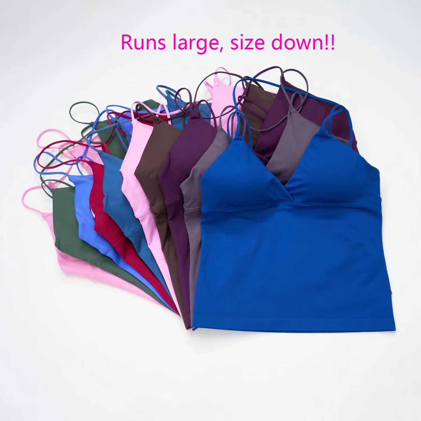 NCLAGEN Vision Twist Front Longline Top Women's Seamless Thin Straps Yoga Gym Workout Vest