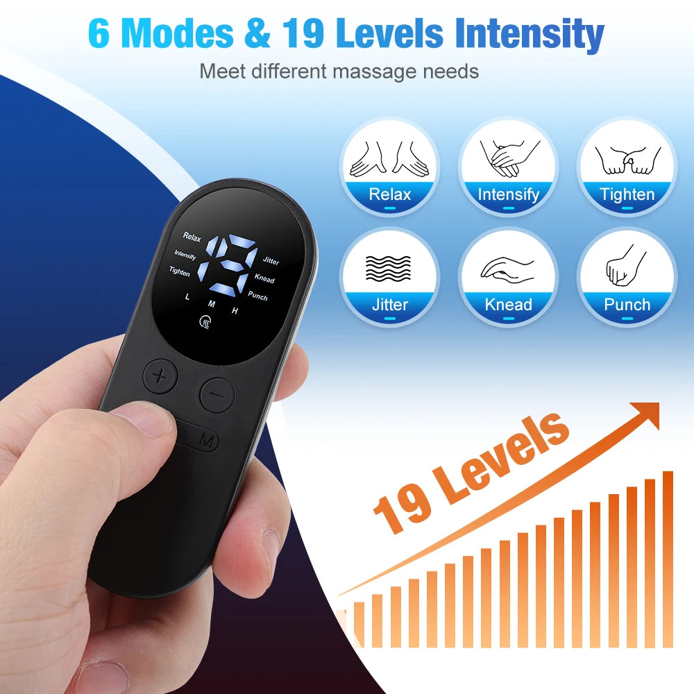 MS Foot Massager Mat 3 Heat Levels 6 Modes 19 Intensity Pads Remote Control 4000mAh Rechargeable Heated Foot Relaxation Pad