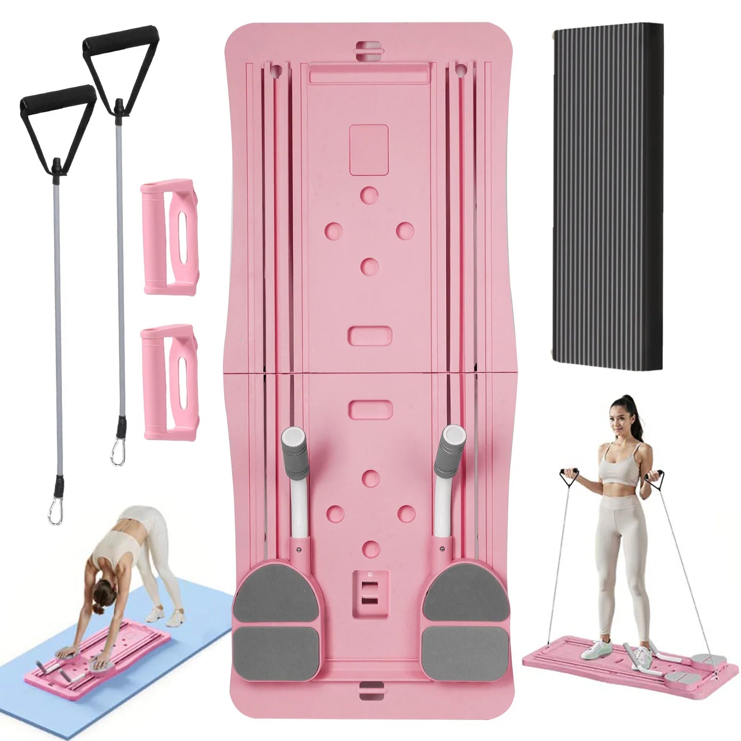 At Home Pilates Board Foldable 4-in-1 Exercise Ab Wheel Roller Exercise Equipment for Home Gym Workout Core Trainer