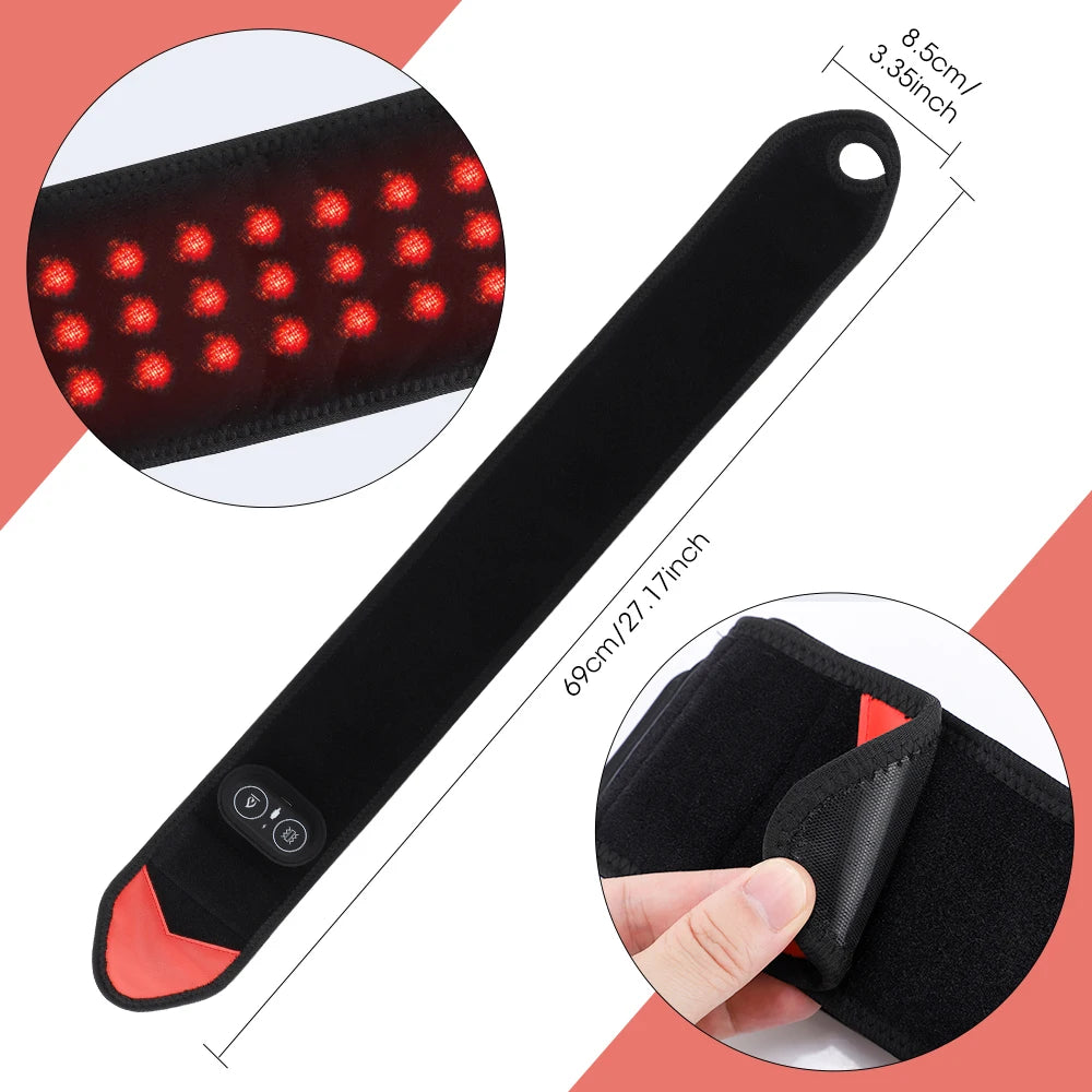 Electric Red Light Wrap Hand Wrist 660nm 850nm Heated Vibration Massager Cordless 3 Heat Knee Belt Hand Pad