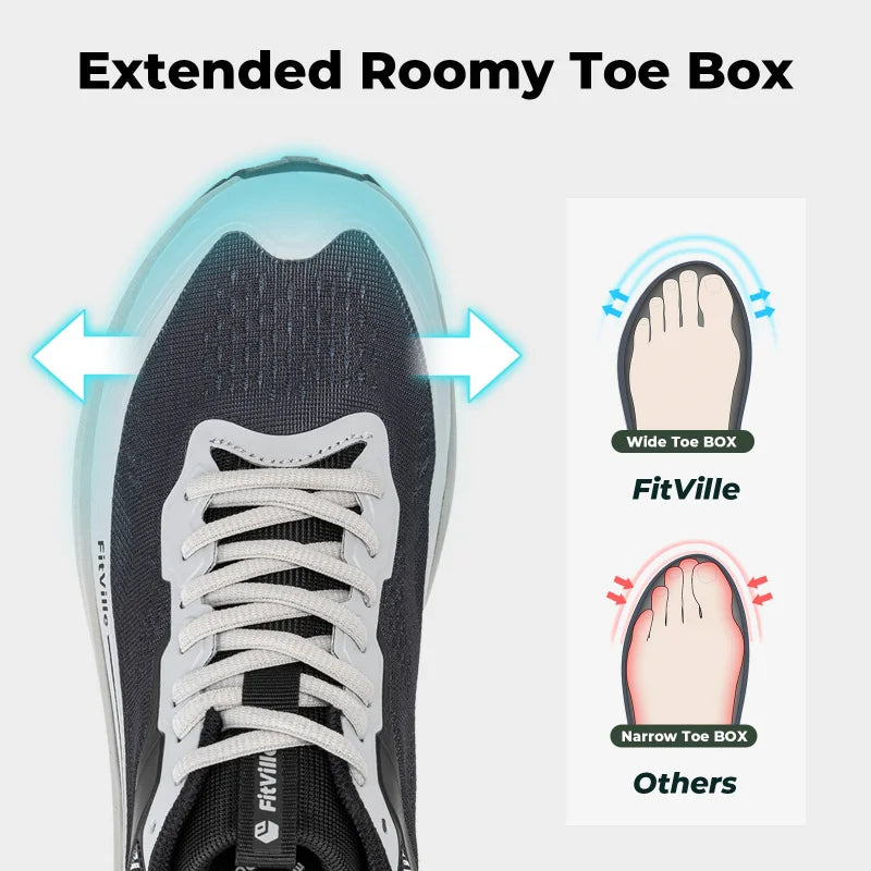 FitVille Wide Walking Shoes For Men Anti-Slip Lightweight Trail Running Shoe Cushioned Athletic Men'S Sneakers With Arch Support