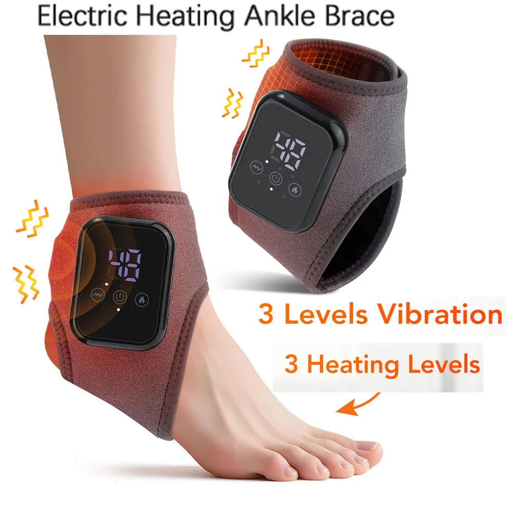 Local Stock Rechargeable Electric Heating Ankle Brace Massager Hot Compress And Vibration Massage for Foot Muscle Relaxation