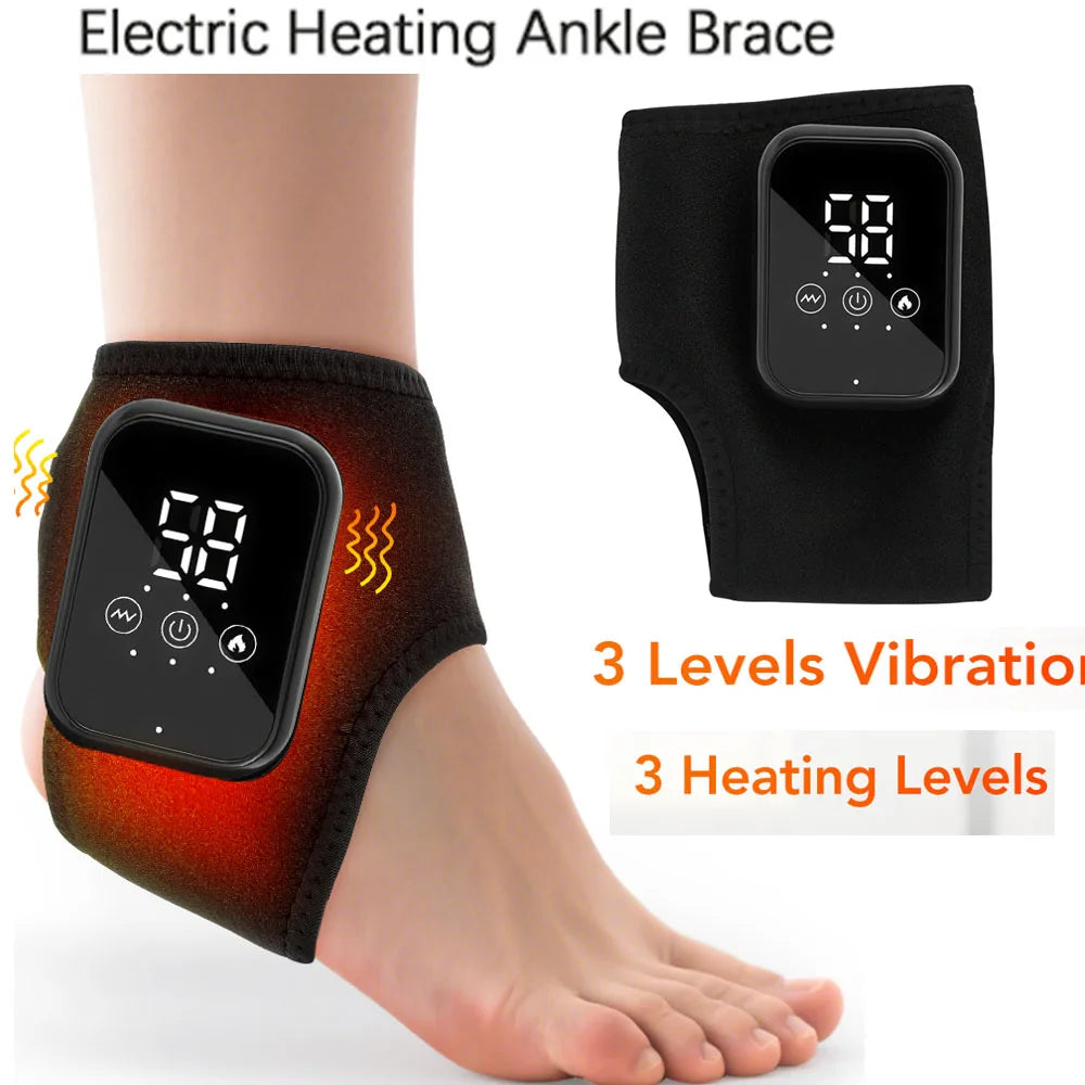 Local Stock Rechargeable Electric Heating Ankle Brace Massager Hot Compress And Vibration Massage for Foot Muscle Relaxation
