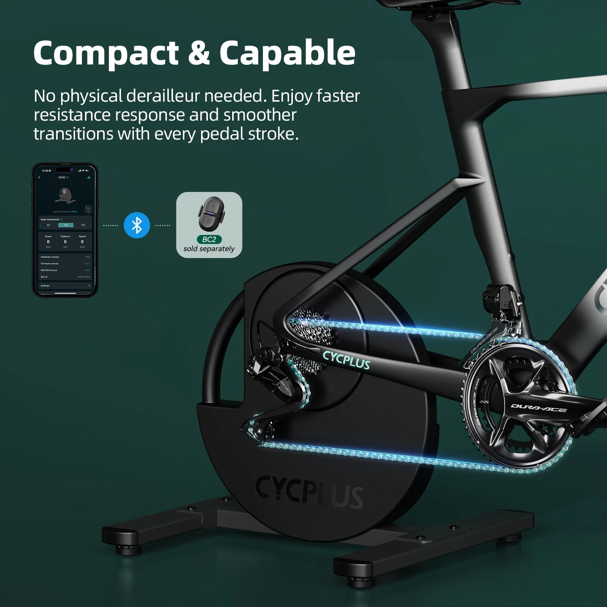 CYCPLUS R200 Cycling Home Trainer Direct Drive Exercise Bike Training Bicycle Roller 2200W ANT+ BLE 5.0 Power Meter Indoor Ride