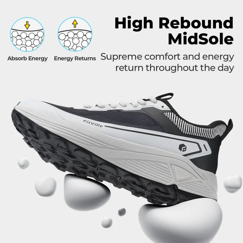 FitVille Wide Walking Shoes For Men Anti-Slip Lightweight Trail Running Shoe Cushioned Athletic Men'S Sneakers With Arch Support