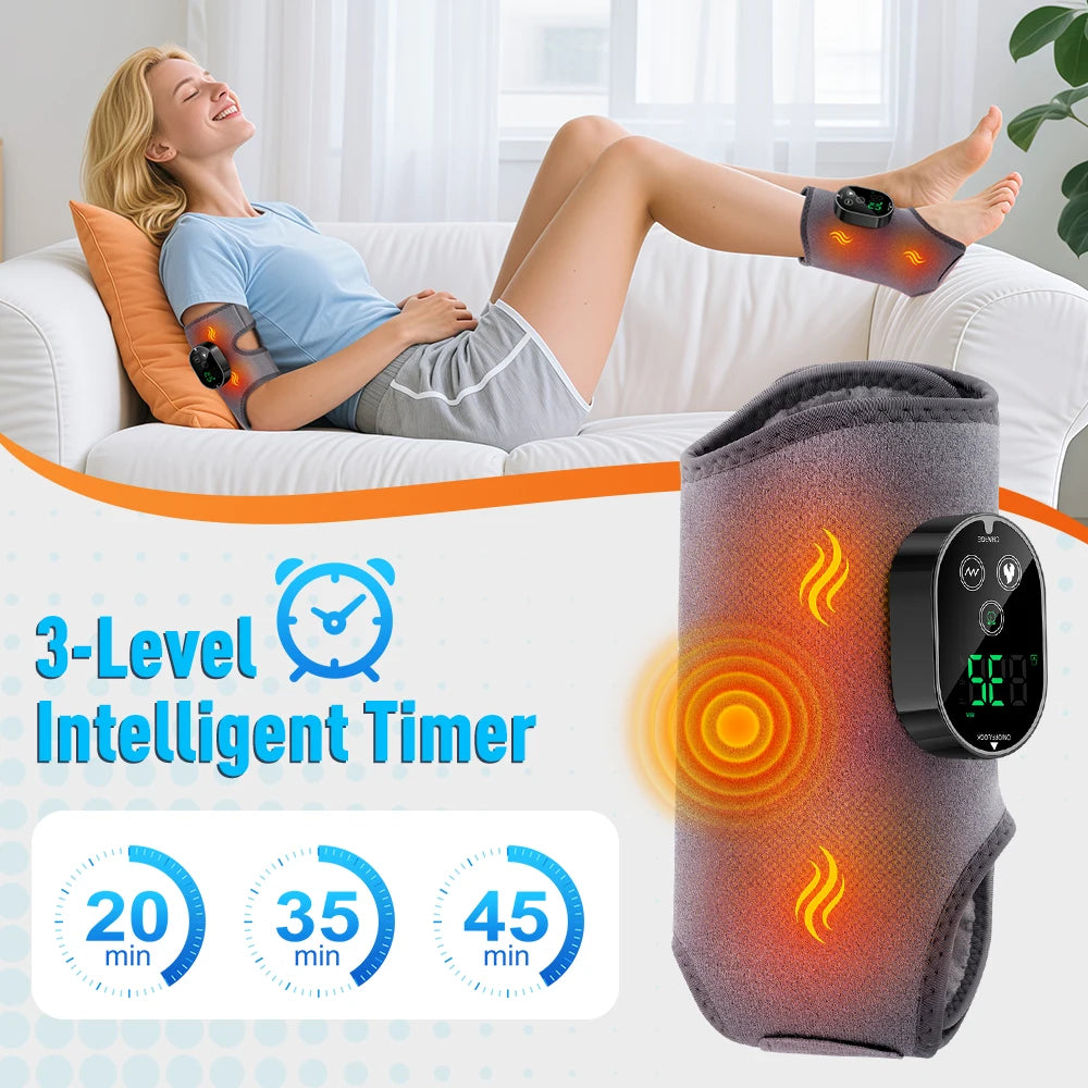 Electric Foot Ankle Massager 6 Levels Heating 3 Levels Vibration Massage Ankle Brace Rechargeable Feet Ankle Support Belt
