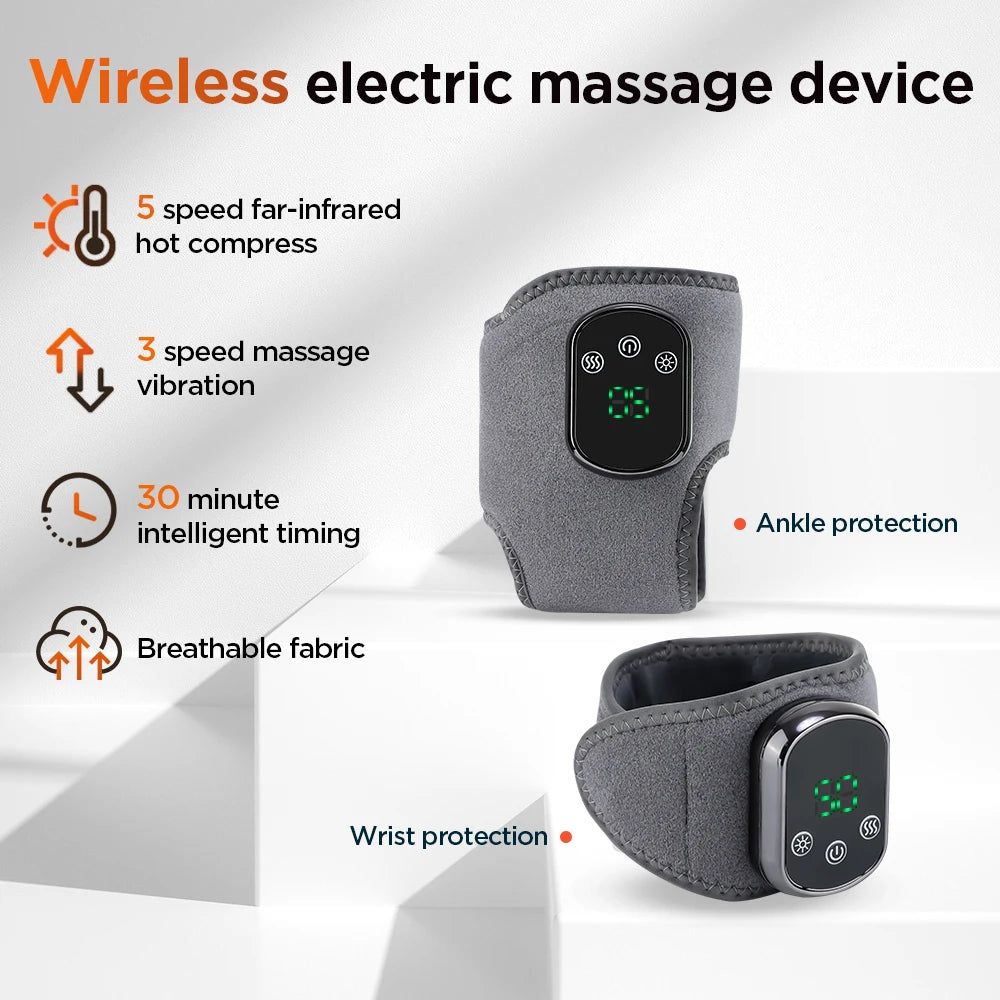 Local Stock Rechargeable Electric Heating Ankle Brace Massager Hot Compress And Vibration Massage for Foot Muscle Relaxation