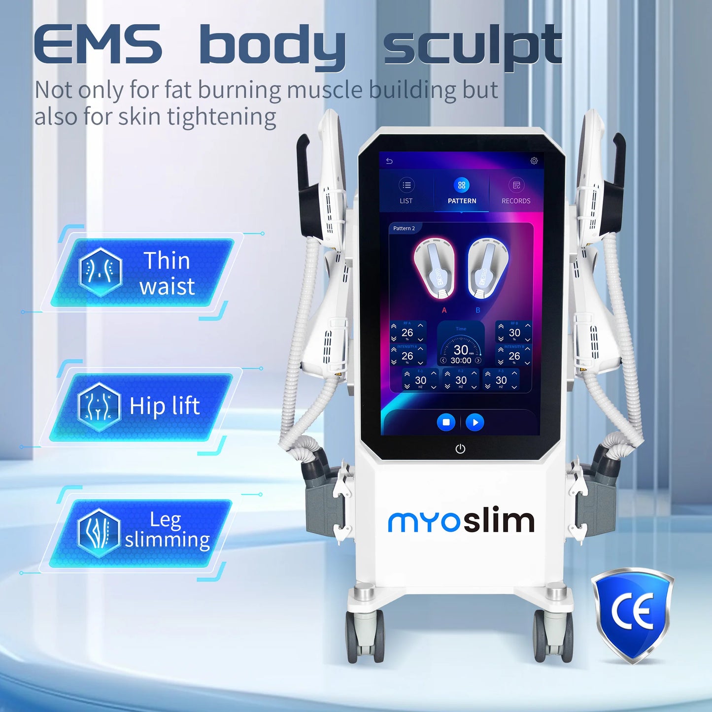 MYoslim 6500W 15Tesla Fat Removal Contouring Muscle Electric Stimulation Ems Body Sculpt Slimming Muslim Sets Machine