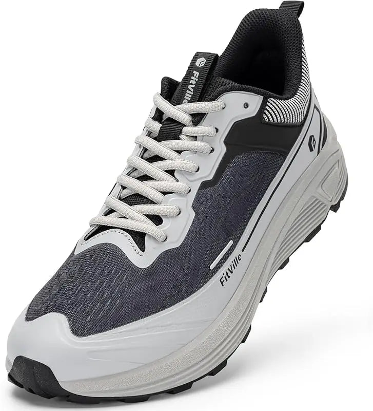 FitVille Wide Walking Shoes For Men Anti-Slip Lightweight Trail Running Shoe Cushioned Athletic Men'S Sneakers With Arch Support
