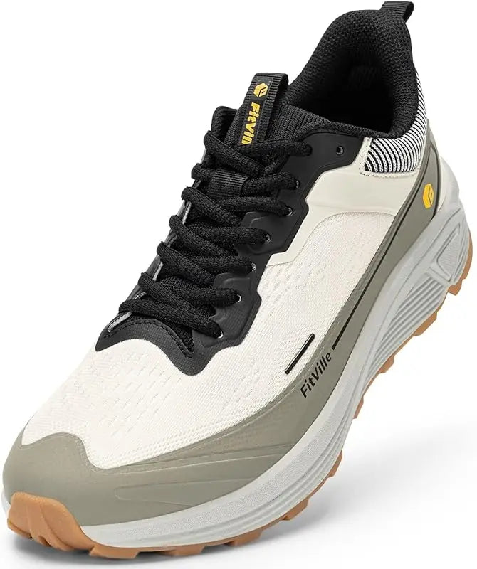 FitVille Wide Walking Shoes For Men Anti-Slip Lightweight Trail Running Shoe Cushioned Athletic Men'S Sneakers With Arch Support