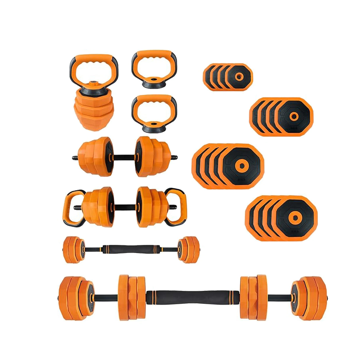44LBS 4 in 1 Adjustable Dumbbell Set Convertible to Barbell, Kettlebell and Push Up Stand, Home Fitness Equipment for Men & Women, Space Saving Weights