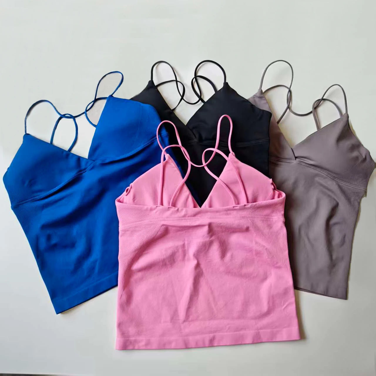NCLAGEN Vision Twist Front Longline Top Women's Seamless Thin Straps Yoga Gym Workout Vest