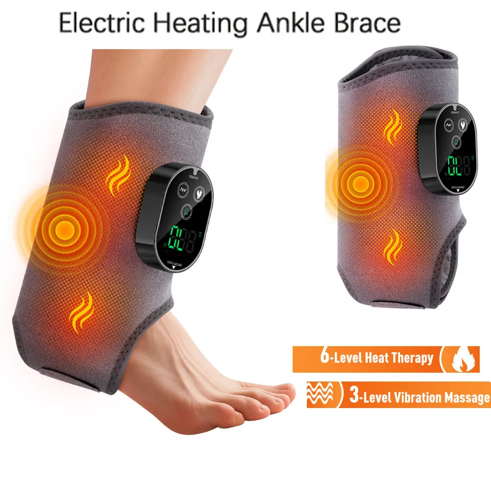 Local Stock Rechargeable Electric Heating Ankle Brace Massager Hot Compress And Vibration Massage for Foot Muscle Relaxation