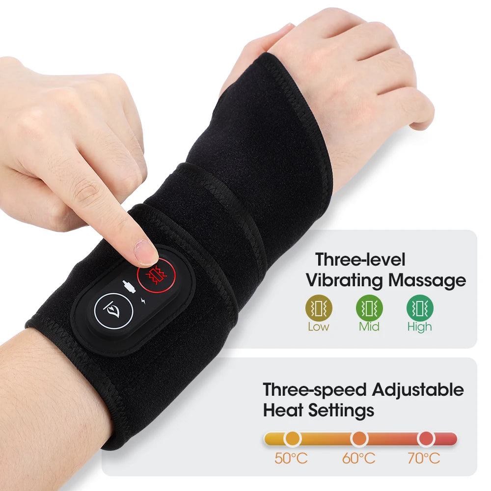 Electric Red Light Wrap Hand Wrist 660nm 850nm Heated Vibration Massager Cordless 3 Heat Knee Belt Hand Pad