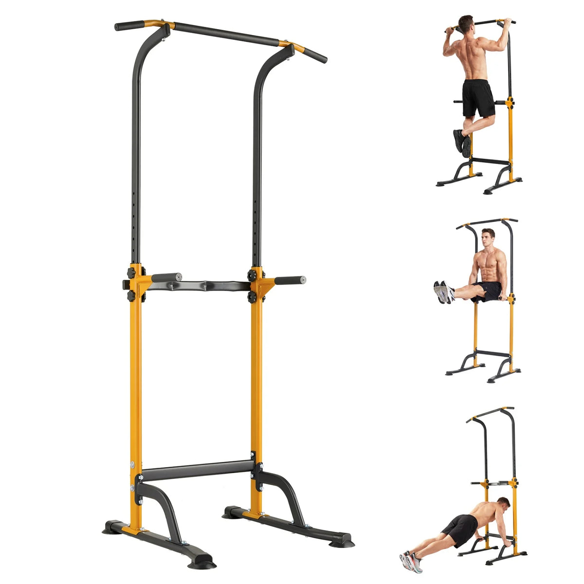 Power Tower Pull Up Dip Station – 10-Level Adjustable Height, 330LBS Capacity, Heavy Duty Steel Frame, Multi-Function Home Gym Strength Training Equipment for Full Body Workout