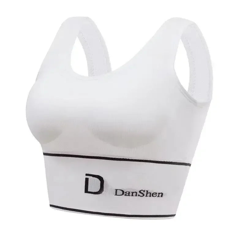 U-Shaped Women's Seamless Yoga Bra D Letter Push Up Sports Top Shockproof Crop Top Anti-sweat Fitness Underwear All-Match Vest