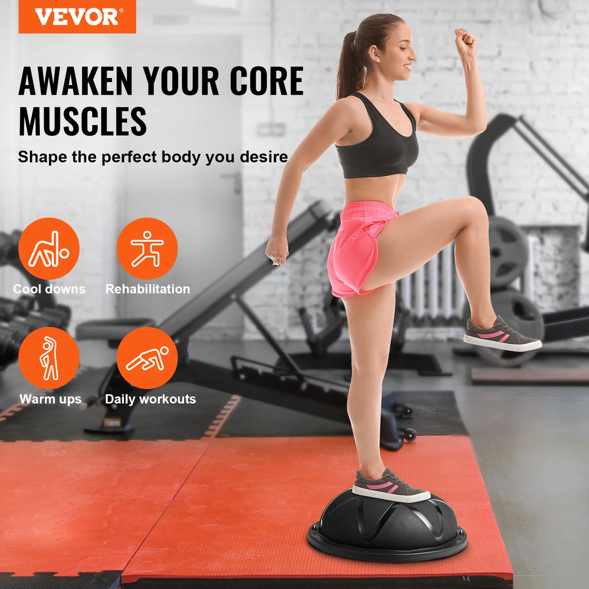 SucceBuy 23in Half Exercise Ball Trainer Balance Ball Trainer 660 lbs Capacity Stability Yoga Ball Home Gym Full Body Workouts