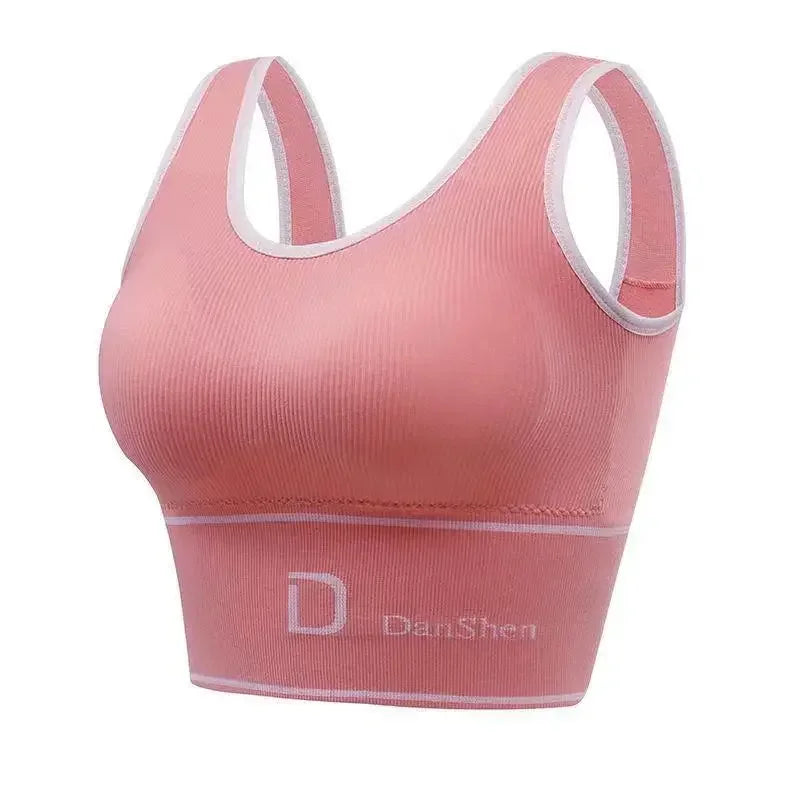 U-Shaped Women's Seamless Yoga Bra D Letter Push Up Sports Top Shockproof Crop Top Anti-sweat Fitness Underwear All-Match Vest