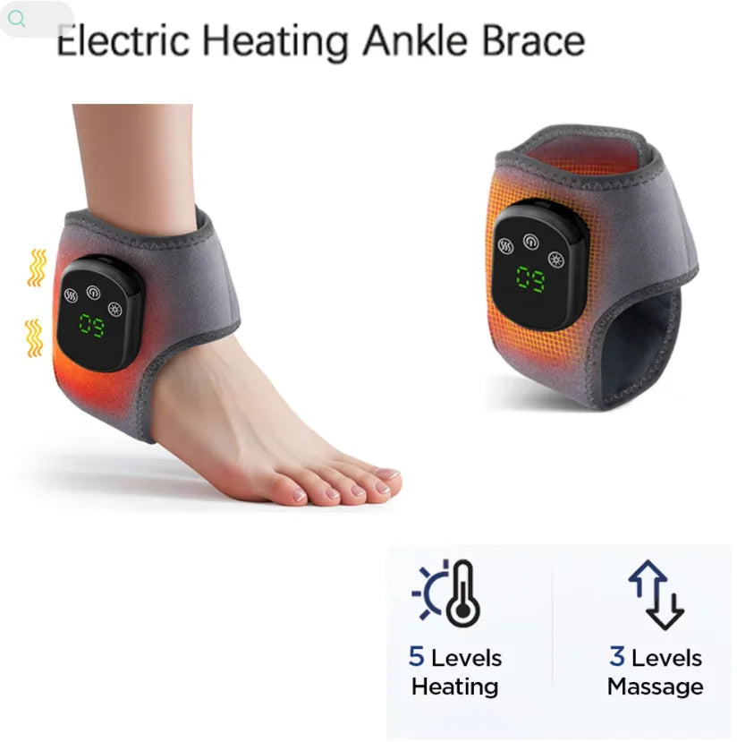 Local Stock Rechargeable Electric Heating Ankle Brace Massager Hot Compress And Vibration Massage for Foot Muscle Relaxation