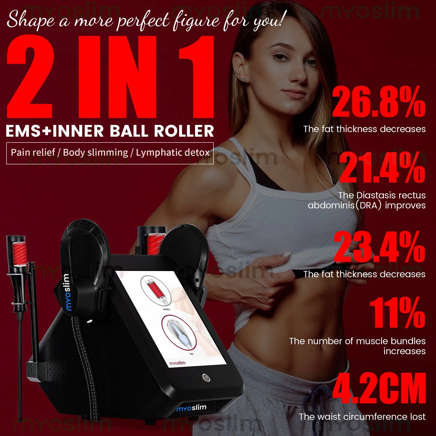 Myoslim EMS Inner Ball Roller Body Sculpting Machine 360 Degree Endos Roller Face Neck Body Massager Muscle Stimulator Salon