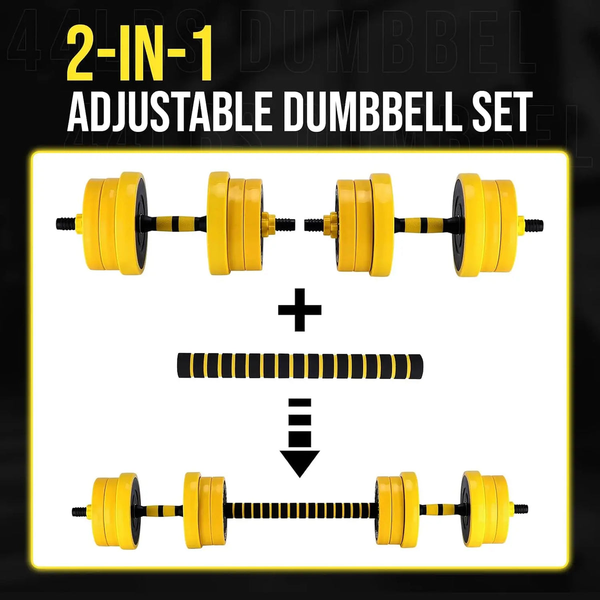 Dumbbell Sets Adjustable Weights, 44 Lb Free Weights Dumbbells Set for Home Gym
