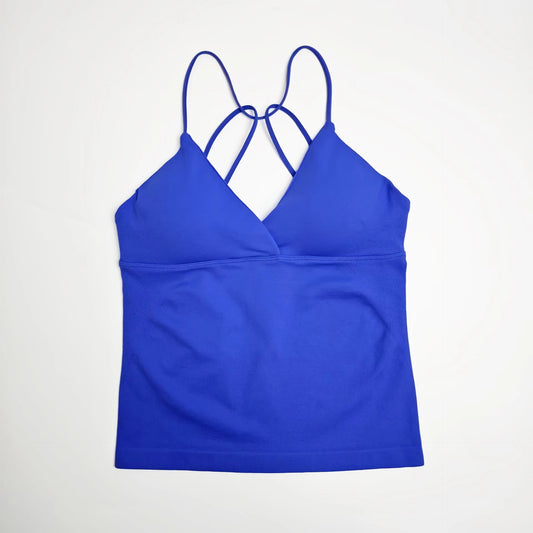 NCLAGEN Vision Twist Front Longline Top Women's Seamless Thin Straps Yoga Gym Workout Vest